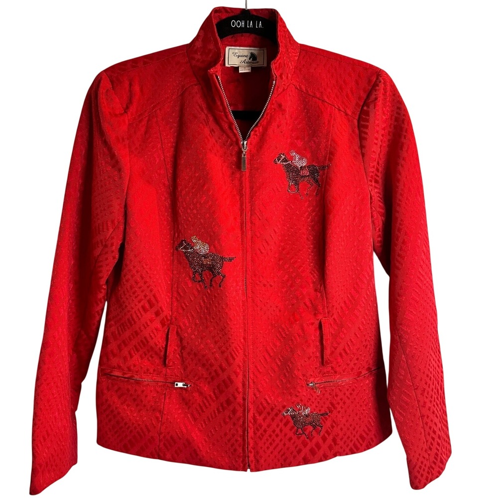 Equine Artwear‎ Red Equestrian Jacket Small Bling Horse Western Zip Rhinestone
